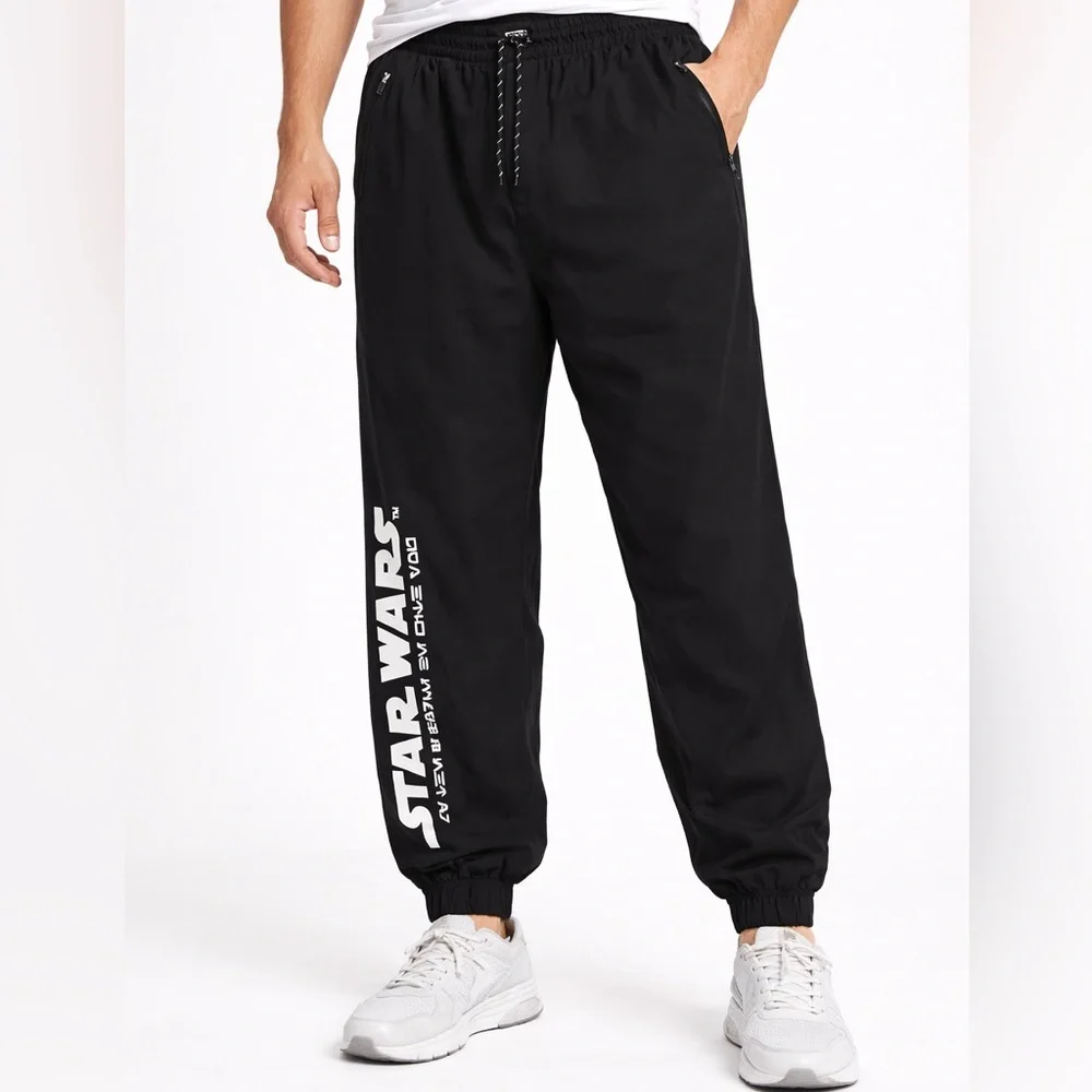 Star Wars‎ Jogger Pants Large Black Disney Licensed Logo Graphic Drawstring Mens